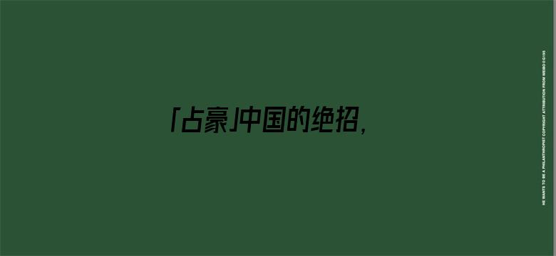 「占豪」中国的绝招，美国根本看不懂！后边还有大招